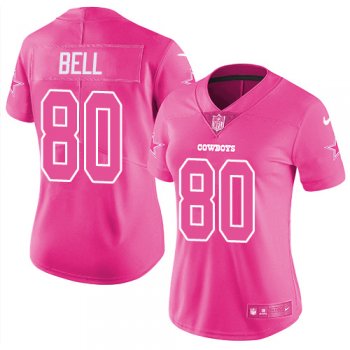 Women's Nike Cowboys #80 Blake Bell Pink Stitched NFL Limited Rush Fashion Jersey