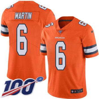 Youth Nike Broncos #6 Sam Martin Orange Stitched NFL Limited Rush 100th Season Jersey