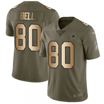 Youth Nike Cowboys #80 Blake Bell Olive/Gold Stitched NFL Limited 2017 Salute To Service Jersey