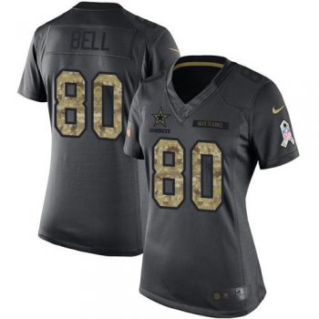 Women's Nike Cowboys #80 Blake Bell Black Stitched NFL Limited 2016 Salute to Service Jersey