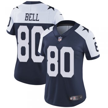 Women's Nike Cowboys #80 Blake Bell Navy Blue Thanksgiving Stitched NFL Vapor Throwback Limited Jersey