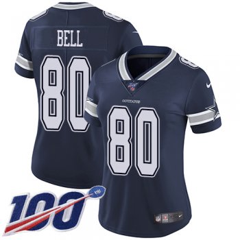 Women's Nike Cowboys #80 Blake Bell Navy Blue Team Color Stitched NFL 100th Season Vapor Untouchable Limited Jersey