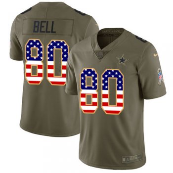 Nike Cowboys #80 Blake Bell Olive/USA Flag Men's Stitched NFL Limited 2017 Salute To Service Jersey