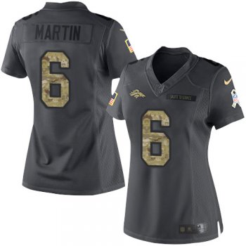 Women's Nike Broncos #6 Sam Martin Black Stitched NFL Limited 2016 Salute to Service Jersey