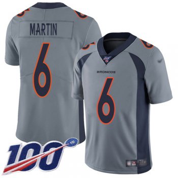 Youth Nike Broncos #6 Sam Martin Gray Stitched NFL Limited Inverted Legend 100th Season Jersey