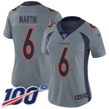 Women's Nike Broncos #6 Sam Martin Gray Stitched NFL Limited Inverted Legend 100th Season Jersey