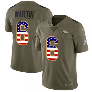 Youth Nike Broncos #6 Sam Martin Olive/USA Flag Stitched NFL Limited 2017 Salute To Service Jersey