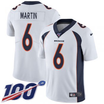 Youth Nike Broncos #6 Sam Martin White Stitched NFL 100th Season Vapor Untouchable Limited Jersey