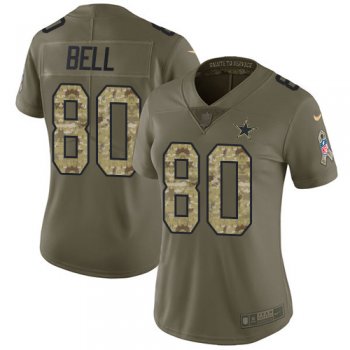 Women's Nike Cowboys #80 Blake Bell Olive/Camo Stitched NFL Limited 2017 Salute To Service Jersey