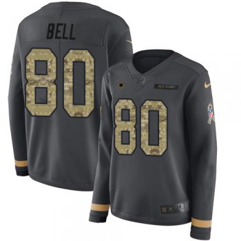 Women's Nike Cowboys #80 Blake Bell Anthracite Salute to Service Stitched NFL Limited Therma Long Sleeve Jersey