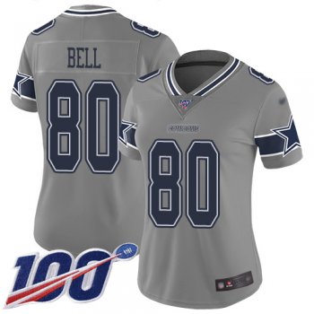 Women's Nike Cowboys #80 Blake Bell Gray Stitched NFL Limited Inverted Legend 100th Season Jersey