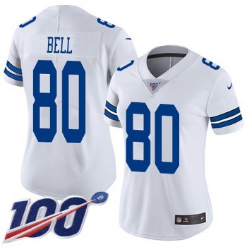 Women's Nike Cowboys #80 Blake Bell White Stitched NFL 100th Season Vapor Untouchable Limited Jersey