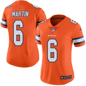 Women's Nike Broncos #6 Sam Martin Orange Stitched NFL Limited Rush Jersey