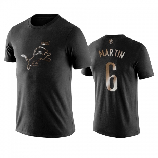 Lions #6 Sam Martin Black NFL Black Golden 100th Season T-Shirts