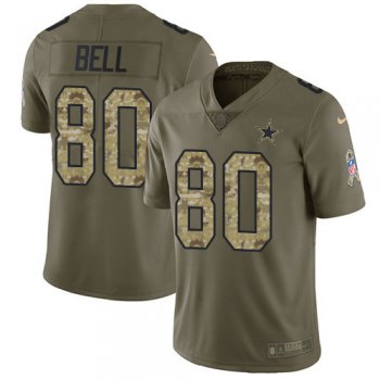 Youth Nike Cowboys #80 Blake Bell Olive/Camo Stitched NFL Limited 2017 Salute To Service Jersey