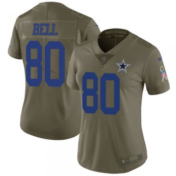 Women's Nike Cowboys #80 Blake Bell Olive Stitched NFL Limited 2017 Salute To Service Jersey