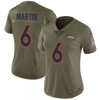 Women's Nike Broncos #6 Sam Martin Olive Stitched NFL Limited 2017 Salute To Service Jersey