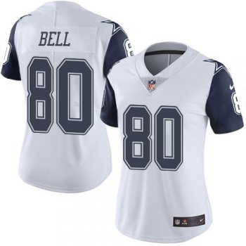 Women's Nike Cowboys #80 Blake Bell White Stitched NFL Limited Rush Jersey