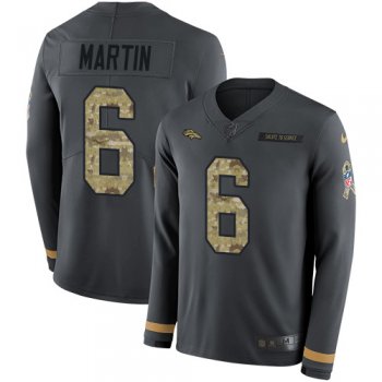 Youth Nike Broncos #6 Sam Martin Anthracite Salute to Service Stitched NFL Limited Therma Long Sleeve Jersey