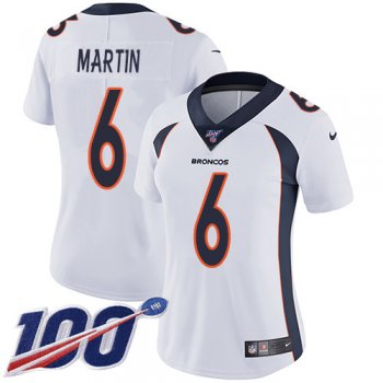 Women's Nike Broncos #6 Sam Martin White Stitched NFL 100th Season Vapor Untouchable Limited Jersey