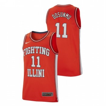 Men's Illinois Fighting Illini College Basketball #11 Orange Ayo Dosunmu Retro Performance Jersey