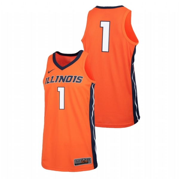 Men's Illinois Fighting Illini Nike #1 Orange Replica College Basketball Jersey