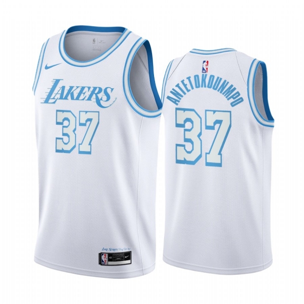 Kostas Antetokounmpo Los Angeles Lakers 2020-21 White City Edition Jersey Blue Silver Logo