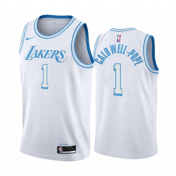 Kentavious Caldwell-Pope Los Angeles Lakers 2020-21 White City Edition Jersey Blue Silver Logo