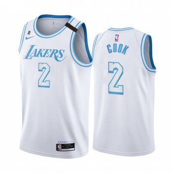 Quinn Cook #2 Lakers 2020-21 Honor Kobe and Gigi White Jersey