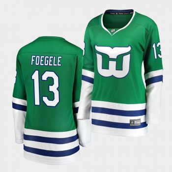 Women's Warren Foegele Hurricanes #13 Whalers Night Breakaway Jersey