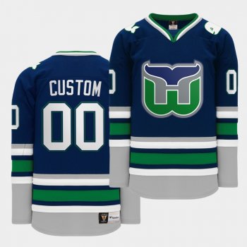 Custom #00 Hartford Heritage 2020 Whalers Night Navy Throwback Jersey