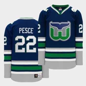 Brett Pesce #22 Hartford Heritage 2020 Whalers Night Navy Throwback Jersey