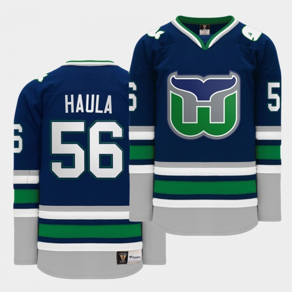 Erik Haula #56 Hartford Heritage 2020 Whalers Night Navy Throwback Jersey