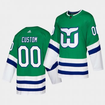 Custom #00 Hurricanes Whalers Night Adidas Green Jersey