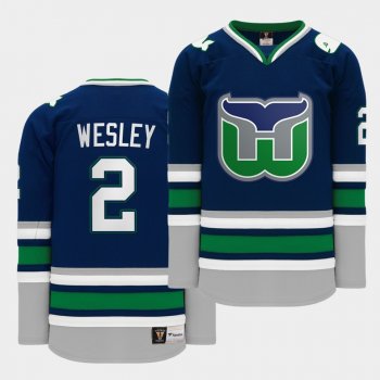 Glen Wesley #2 Hartford Heritage 2020 Whalers Night Navy Throwback Jersey