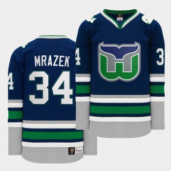 Petr Mrazek #34 Hartford Heritage 2020 Whalers Night Navy Throwback Jersey