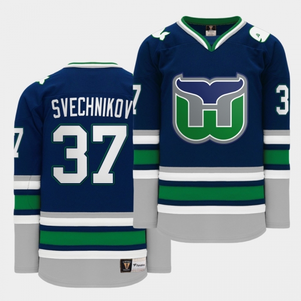 Andrei Svechnikov #37 Hartford Heritage 2020 Whalers Night Navy Throwback Jersey