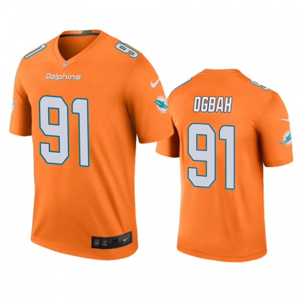 Miami Dolphins Emmanuel Ogbah Orange Color Rush Legend Jersey - Men's