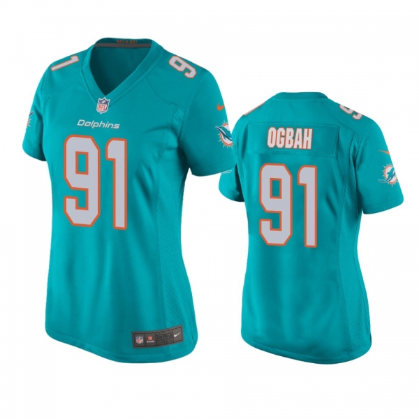 Women's Miami Dolphins Emmanuel Ogbah Aqua Game Jersey