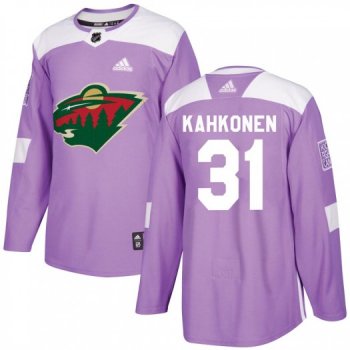 Kaapo Kahkonen Minnesota Wild Men's Adidas Authentic Purple Fights Cancer Practice Jersey