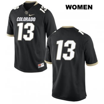 Women's no. 13 Stitched Maurice Bell Authentic Colorado Buffaloes Black Nike College Football Game Jersey - No Name