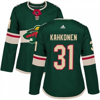 Women's Kaapo Kahkonen Minnesota Wild Adidas Authentic Green Home Jersey