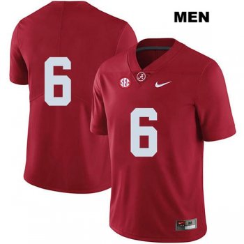 Mens Stitched Alabama Crimson Tide Legend Red DeVonta Smith Authentic Nike no. 6 College Football Jersey - No Name