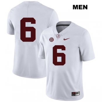 Mens Legend Alabama Crimson Tide Stitched White DeVonta Smith Authentic Nike no. 6 College Football Jersey - No Name