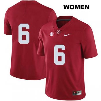 Womens Legend Nike Alabama Crimson Tide Red DeVonta Smith Authentic Stitched no. 6 College Football Jersey - No Name