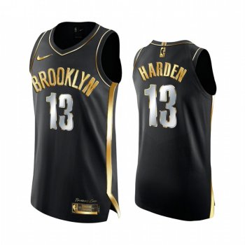 James Harden Brooklyn Nets 2020-21 Black Golden Edition Jersey Authentic Limited