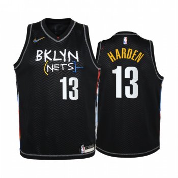 Youth Brooklyn Nets James Harden 2020-21 City Edition Black Jersey Tie Dye #13