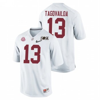 Youth Alabama Crimson Tide Tua Tagovailoa White 2021 National Championship Replica Jersey