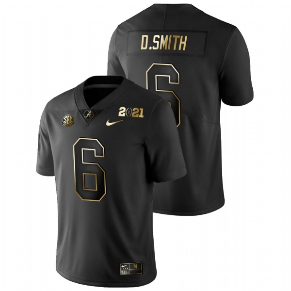 Men's Alabama Crimson Tide DeVonta Smith Black 2021 National Championship Golden Playoff Jersey