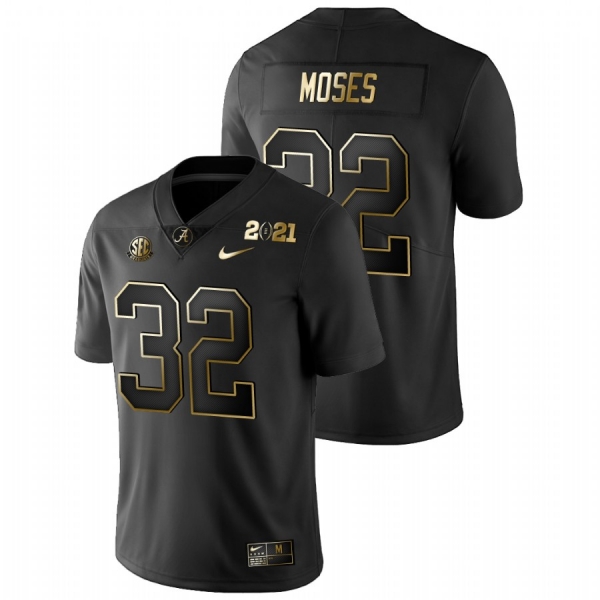 Men's Alabama Crimson Tide Dylan Moses Black 2021 National Championship Golden Playoff Jersey